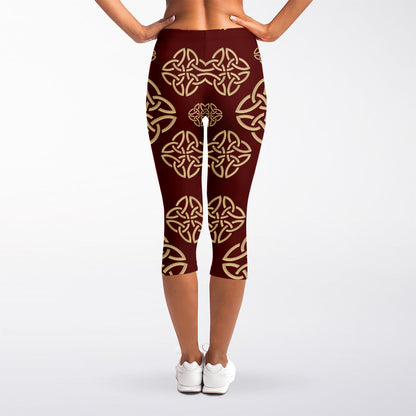 Celtic Knot Symbol Pattern Print Women's Capri Leggings