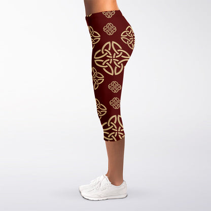 Celtic Knot Symbol Pattern Print Women's Capri Leggings