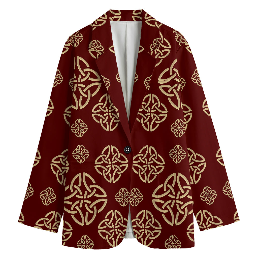Celtic Knot Symbol Pattern Print Women's Cotton Blazer