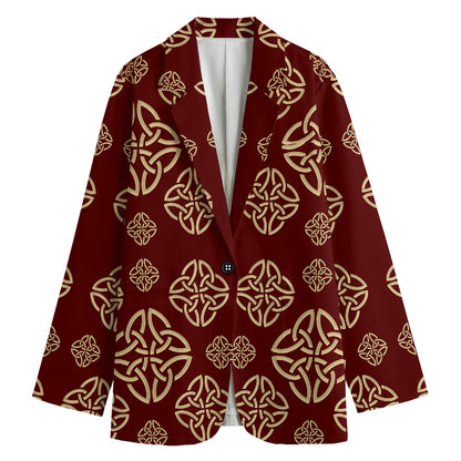 Celtic Knot Symbol Pattern Print Women's Cotton Blazer
