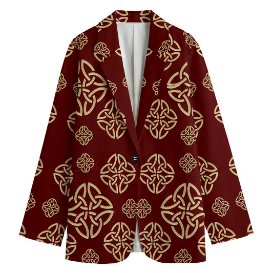 Celtic Knot Symbol Pattern Print Women's Cotton Blazer