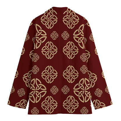 Celtic Knot Symbol Pattern Print Women's Cotton Blazer