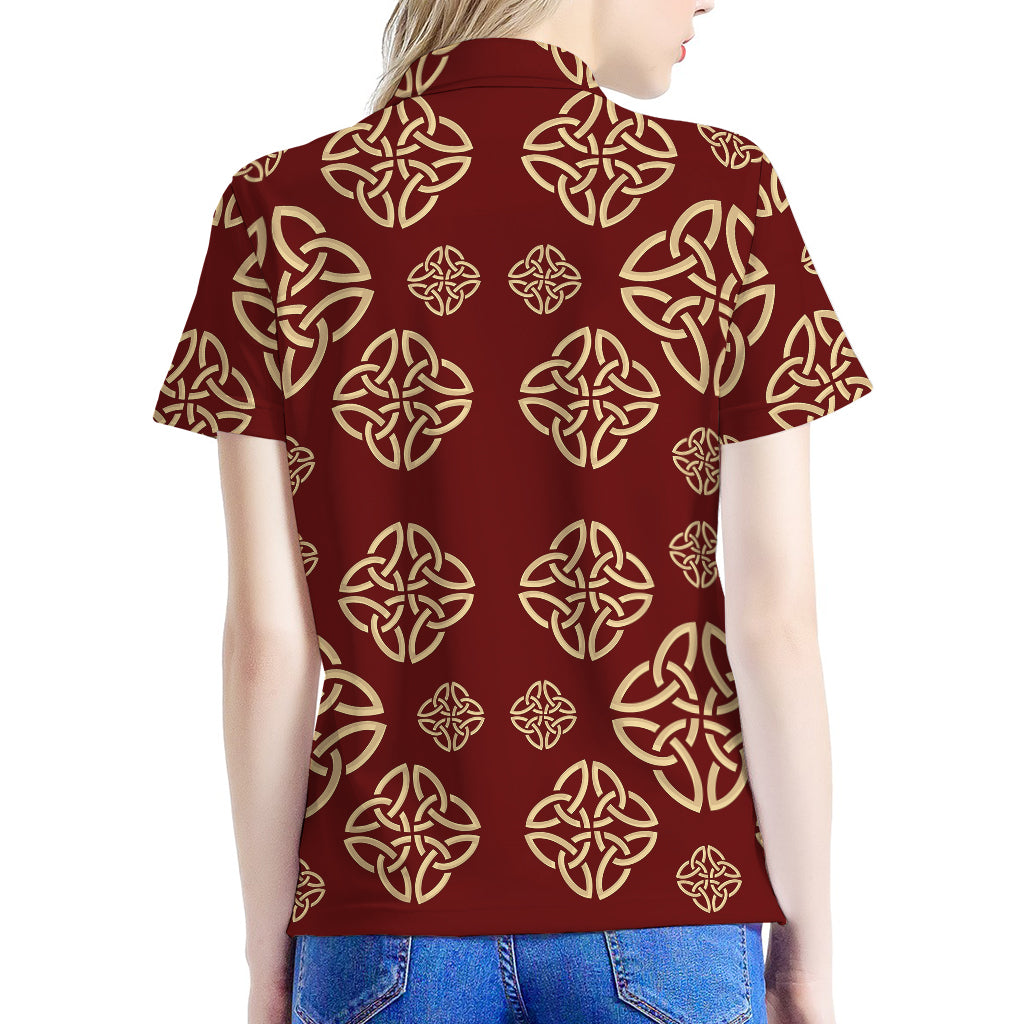 Celtic Knot Symbol Pattern Print Women's Polo Shirt