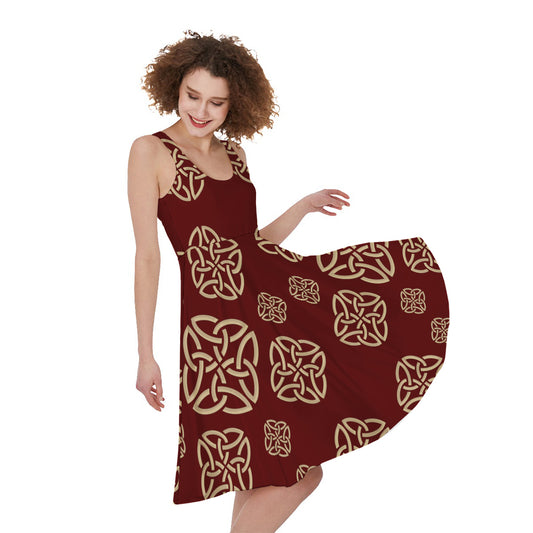 Celtic Knot Symbol Pattern Print Women's Sleeveless Dress