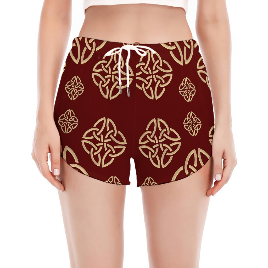 Celtic Knot Symbol Pattern Print Women's Split Running Shorts