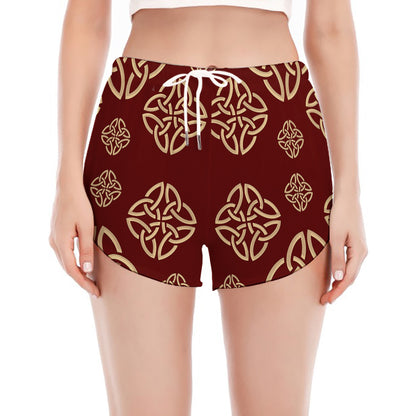 Celtic Knot Symbol Pattern Print Women's Split Running Shorts