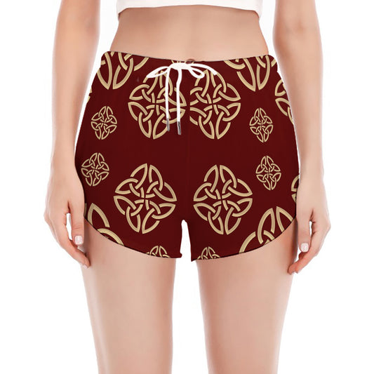 Celtic Knot Symbol Pattern Print Women's Split Running Shorts