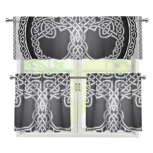 Celtic Knot Tree Of Life Print 3 Piece Kitchen Curtains