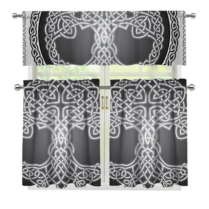 Celtic Knot Tree Of Life Print 3 Piece Kitchen Curtains