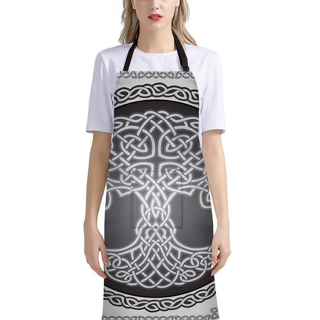Celtic Knot Tree Of Life Print Bib Apron With Pocket