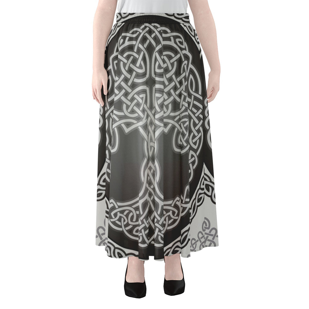 Celtic Knot Tree Of Life Print Chiffon Maxi Skirt