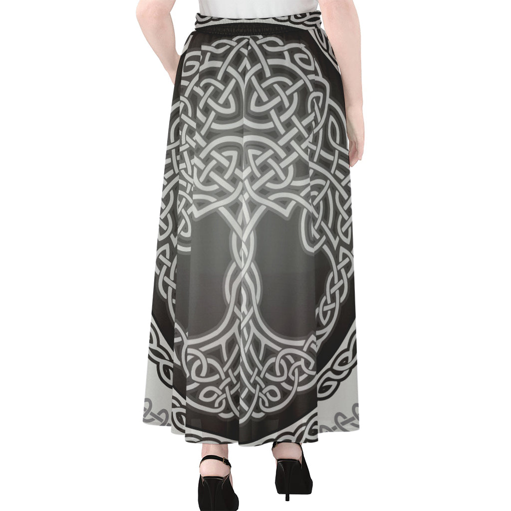 Celtic Knot Tree Of Life Print Chiffon Maxi Skirt