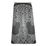 Celtic Knot Tree Of Life Print Cotton Front Slit Maxi Skirt