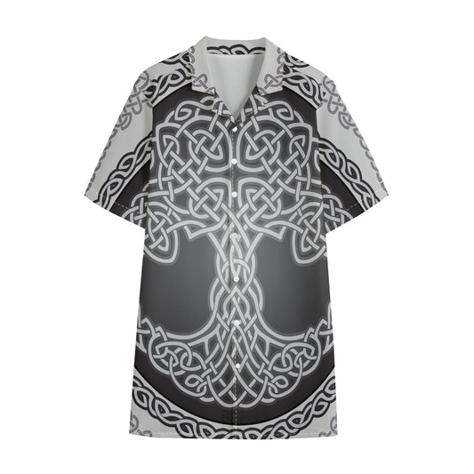 Celtic Knot Tree Of Life Print Cotton Hawaiian Shirt