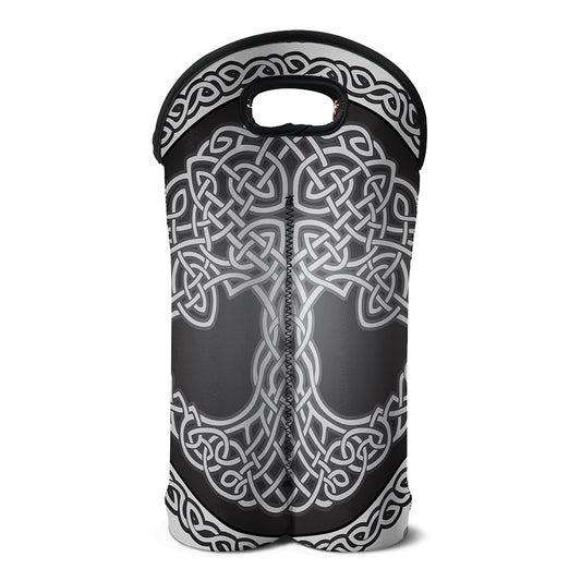Celtic Knot Tree Of Life Print Double Neoprene Wine Tote