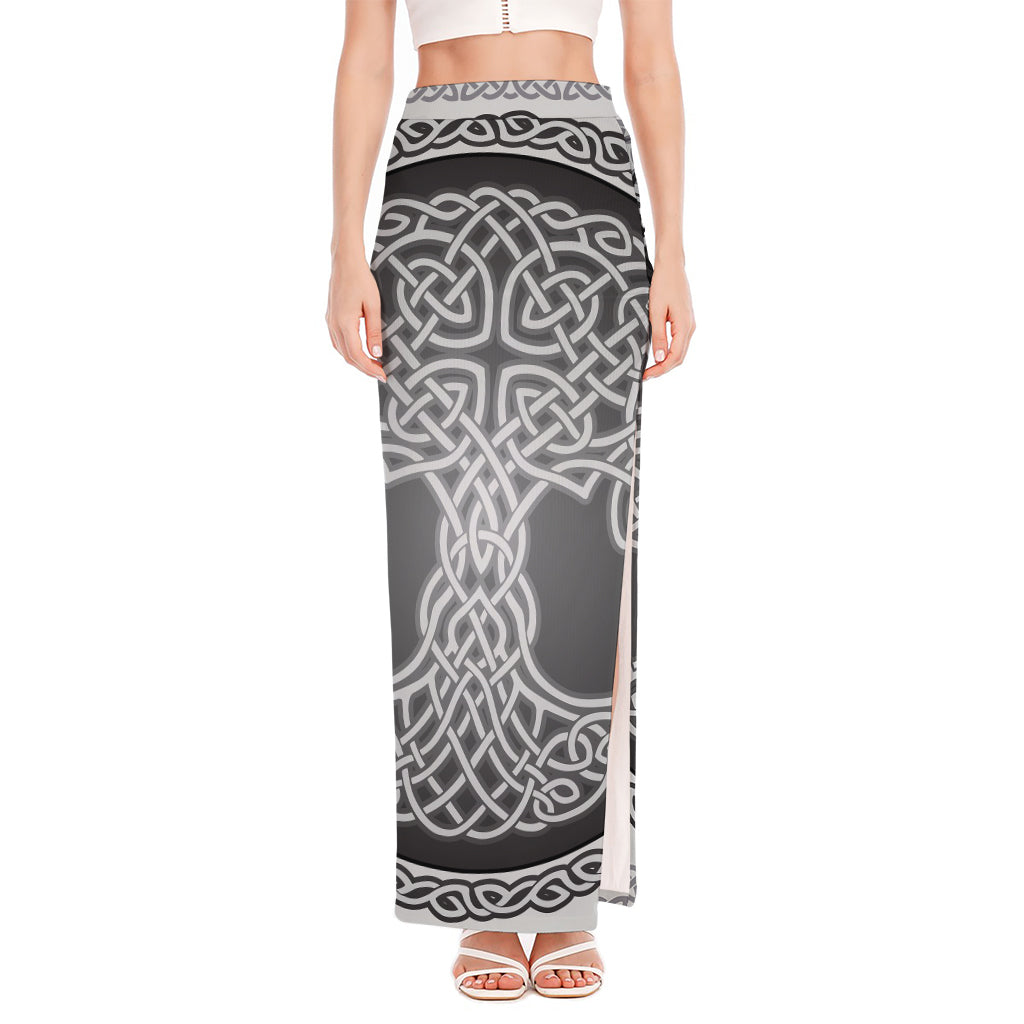 Celtic Knot Tree Of Life Print High Slit Maxi Skirt