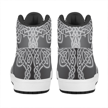 Celtic Knot Tree Of Life Print High Top Leather Sneakers