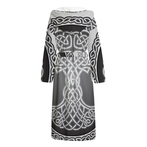 Celtic Knot Tree Of Life Print Hooded Bathrobe