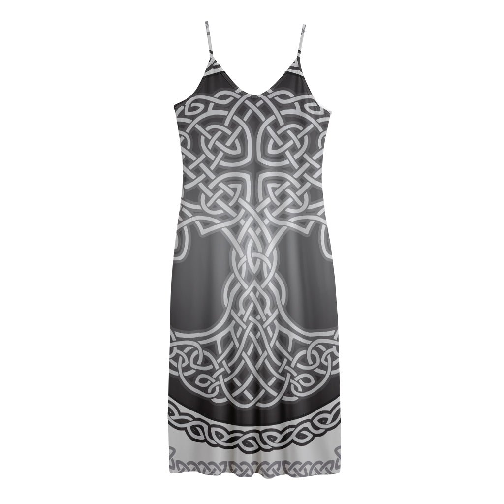 Celtic Knot Tree Of Life Print Jersey Midi Cami Dress
