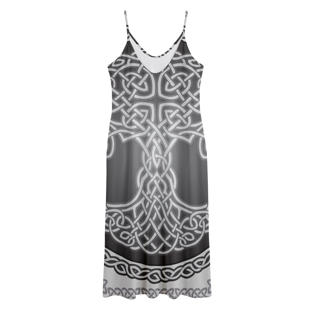 Celtic Knot Tree Of Life Print Jersey Midi Cami Dress