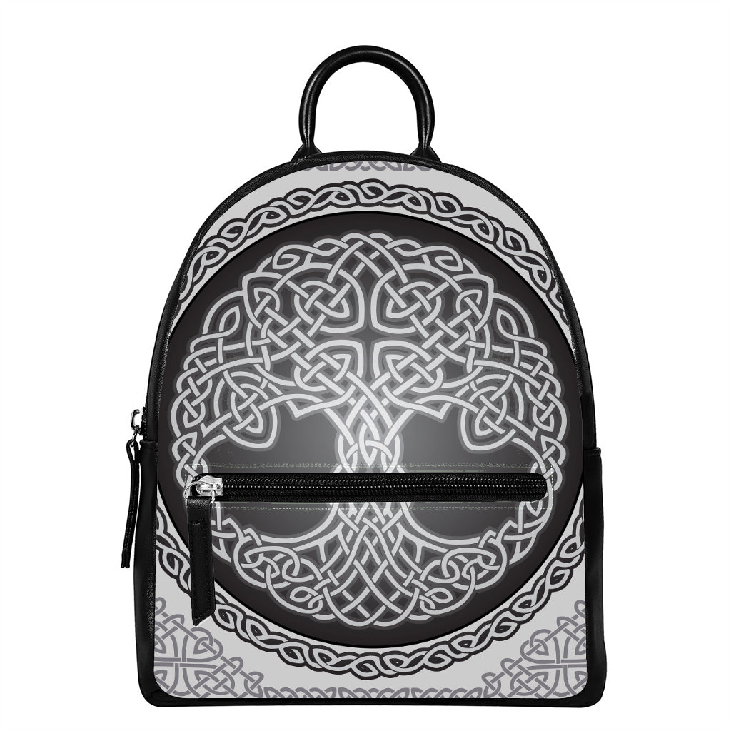 Celtic Knot Tree Of Life Print Leather Backpack