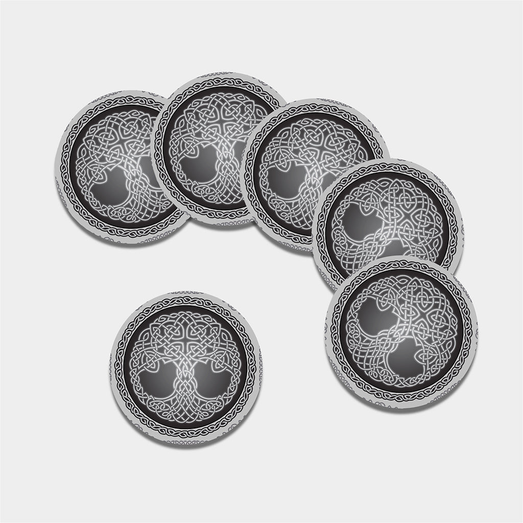 Celtic Knot Tree Of Life Print Leather Coaster Set