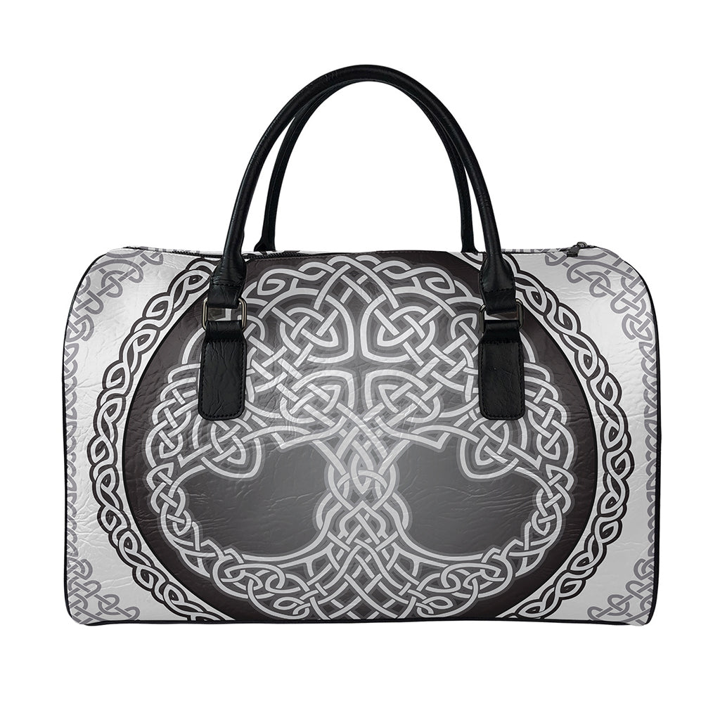 Celtic Knot Tree Of Life Print Leather Duffle Bag