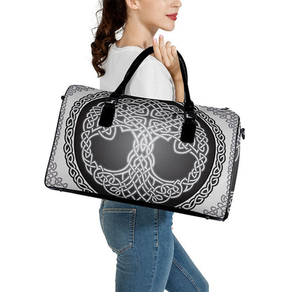 Celtic Knot Tree Of Life Print Leather Duffle Bag