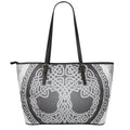 Celtic Knot Tree Of Life Print Leather Tote Bag With Zipper