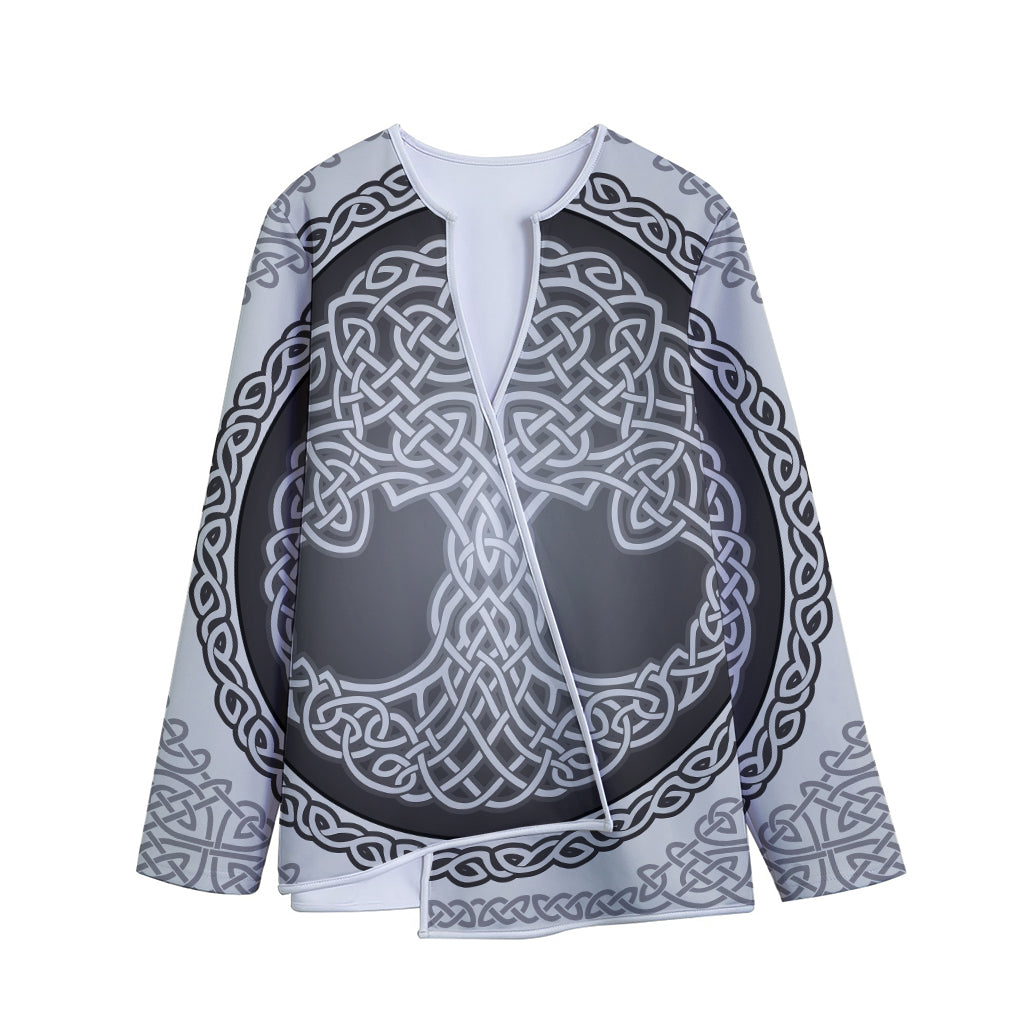 Celtic Knot Tree Of Life Print Long Sleeve Short Coat