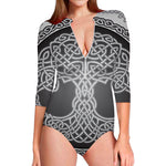 Celtic Knot Tree Of Life Print Long Sleeve Swimsuit