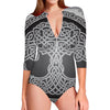 Celtic Knot Tree Of Life Print Long Sleeve Swimsuit