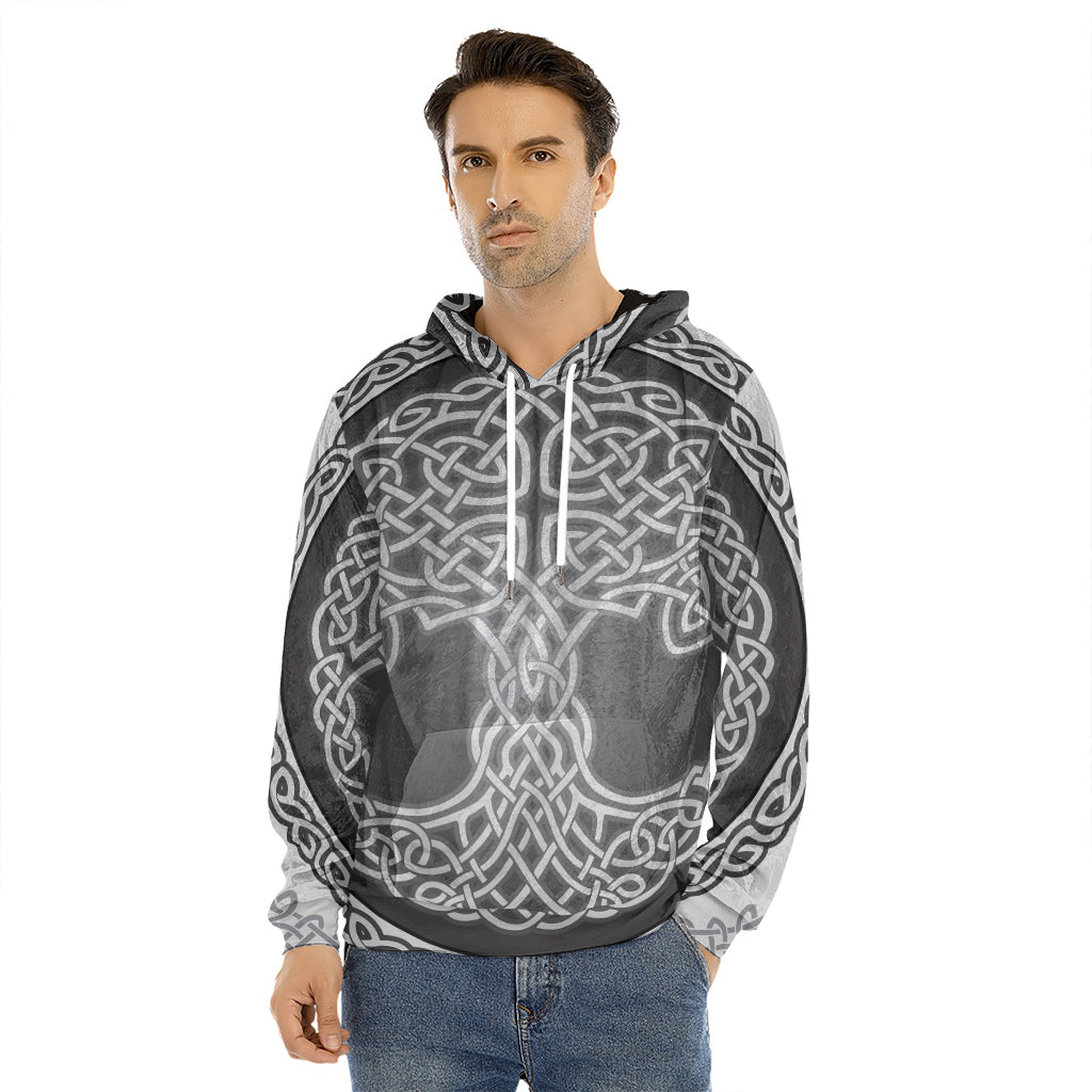 Celtic Knot Tree Of Life Print Men's Velvet Pullover Hoodie