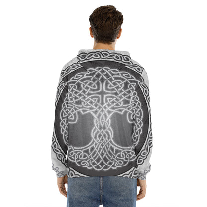 Celtic Knot Tree Of Life Print Men's Velvet Pullover Hoodie
