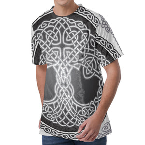 Celtic Knot Tree Of Life Print Men's Velvet T-Shirt