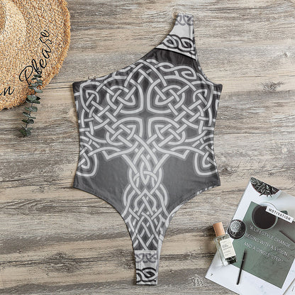 Celtic Knot Tree Of Life Print One Shoulder Bodysuit