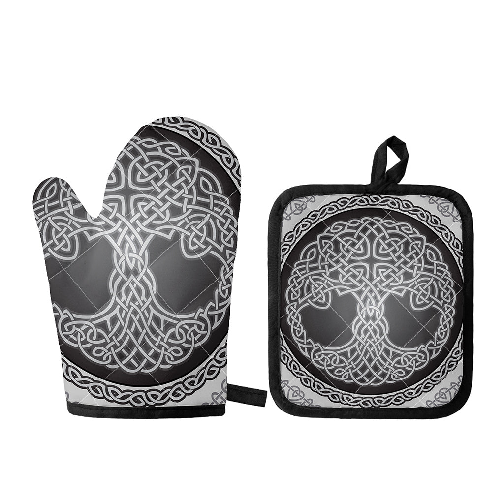 Celtic Knot Tree Of Life Print Oven Mitt And Pot Holder Set