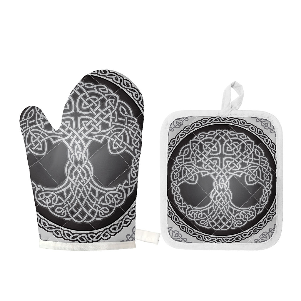 Celtic Knot Tree Of Life Print Oven Mitt And Pot Holder Set