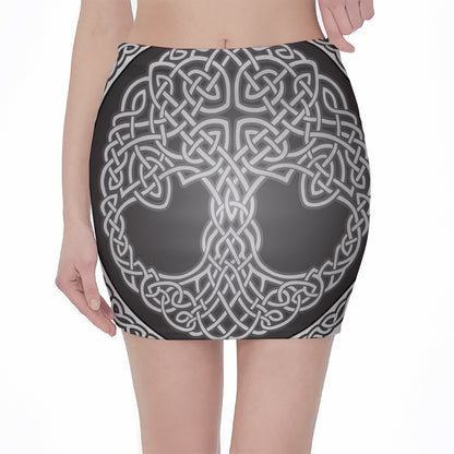 Celtic Knot Tree Of Life Print Pencil Mini Skirt