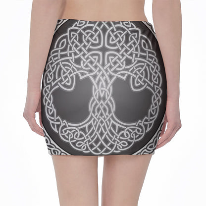 Celtic Knot Tree Of Life Print Pencil Mini Skirt
