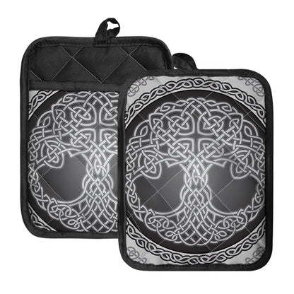 Celtic Knot Tree Of Life Print Pot Holders With Pocket
