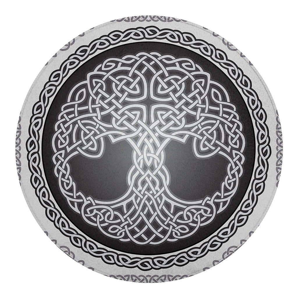 Celtic Knot Tree Of Life Print Round Blanket