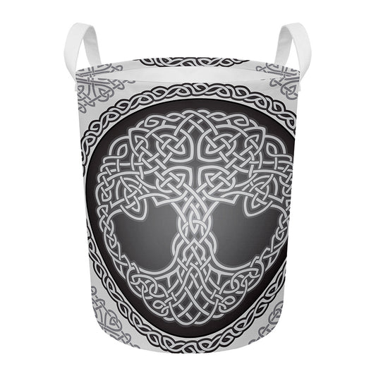 Celtic Knot Tree Of Life Print Round Laundry Basket