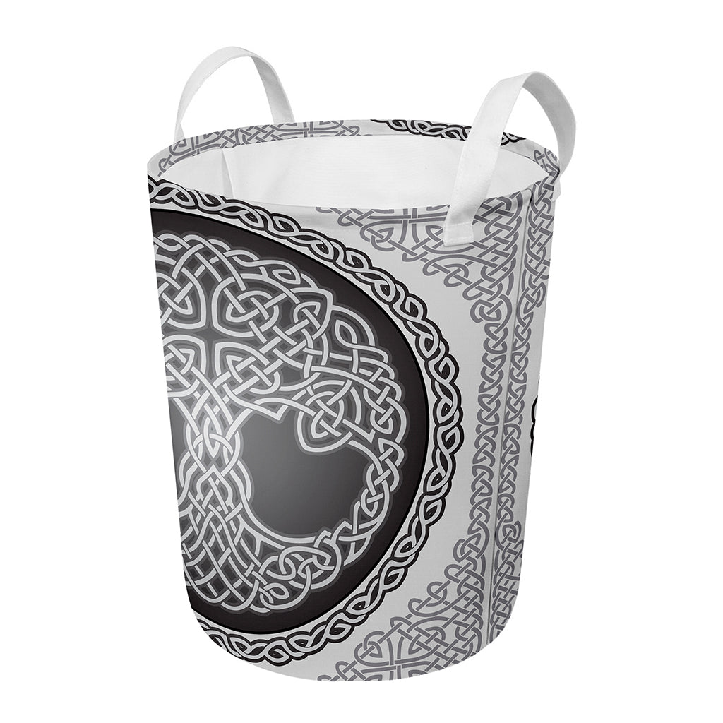 Celtic Knot Tree Of Life Print Round Laundry Basket