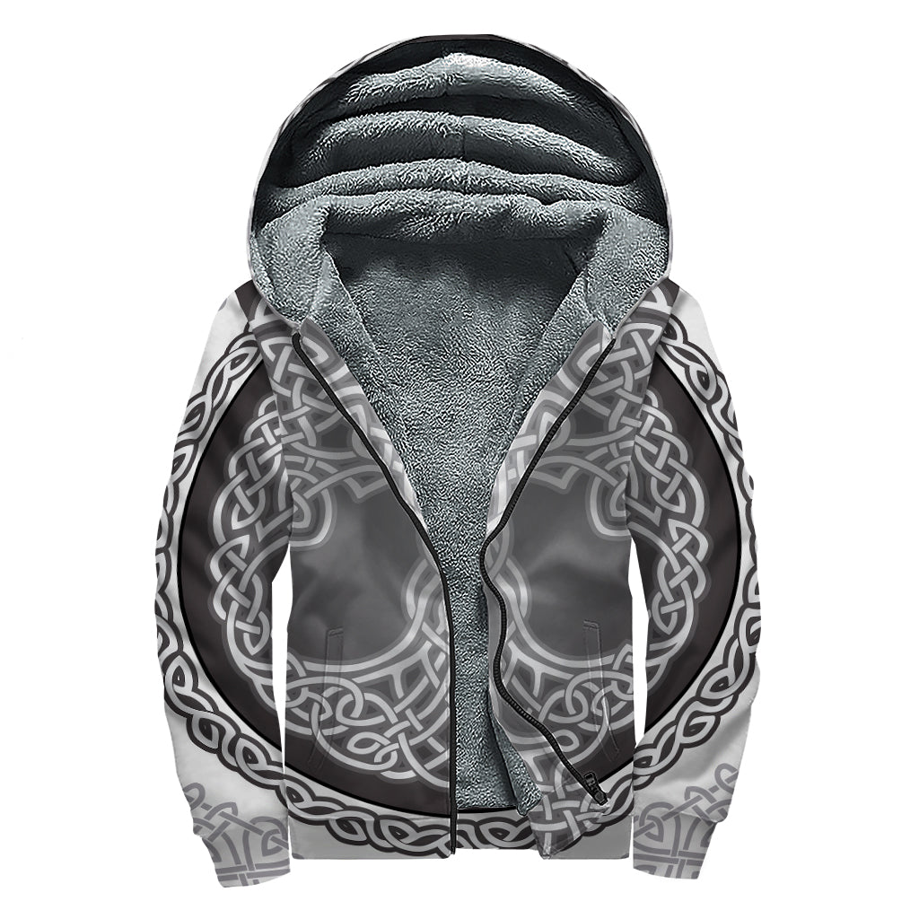 Celtic Knot Tree Of Life Print Sherpa Lined Zip Up Hoodie