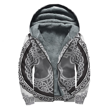 Celtic Knot Tree Of Life Print Sherpa Lined Zip Up Hoodie