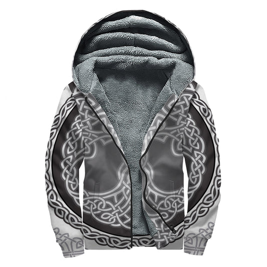Celtic Knot Tree Of Life Print Sherpa Lined Zip Up Hoodie
