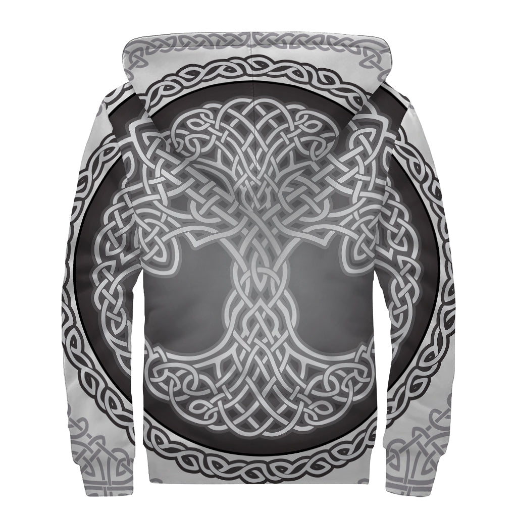 Celtic Knot Tree Of Life Print Sherpa Lined Zip Up Hoodie