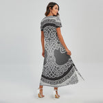 Celtic Knot Tree Of Life Print Short Sleeve Maxi Dress