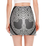 Celtic Knot Tree Of Life Print Side Slit Mini Skirt